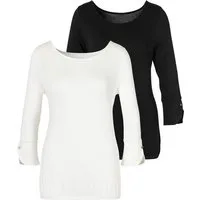 Vivance 3/4-Arm-Shirt mit Manschetten und goldfarbenen Knöpfen (2er-Pack) aus luftigem Viskose-Stretch