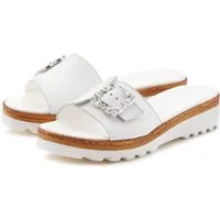 LASCANA Sandale, Sommerschuh, offener Schuh, Mule, Pantolette aus Leder mit dezentem Keilabsatz