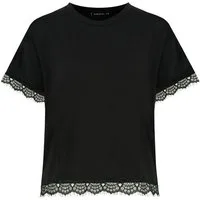 SUBLEVEL T-Shirt Damen Baumwollshirt mit Spitze elastisch, Basic