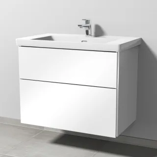 Sanipa 3way Waschtischunterbau zu Villeroy & Boch Subway 3.0 Waschtisch mit 2 Auszügen, Weiß-Glanz BS84878