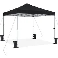 Yaheetech Faltpavillon 3 × 3 M Höhenverstellbarer Sonnenschutz-Campingzelt, One-Push-Gartenpavillon Wasserabweisend UV-Schutz 50+ Partyzelt