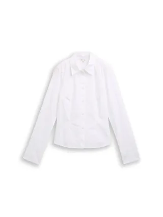 Denim Tom Tailor - Fitted Hemdbluse aus Baumwolle white - Gr. - L