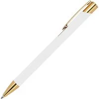 Easy Gifts Kugelschreiber 10 Kugelschreiber aus Metall / mit goldenen Applikationen / Farbe: wei