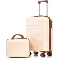 LVHOM Trolleyset 2/4 tlg., ABS Hartschalen 14"/19"/24"/28", leise Rädern für jede Tour, (Handgepäck, Kosmetiktasche, Kratzfest und wasserdich für einfache Reinigung. 360° Spinner-Räder mit Doppelreihenschutz und hoher Belastbarkeit. Teleskopgriff 3-s