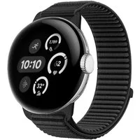 Wigento Smartwatch-Armband Für Google Pixel Watch 4 / 3 / 2 / 1 41mm Nylon Armband Klett Schwarz, Klettverschluss, Metallanschluss