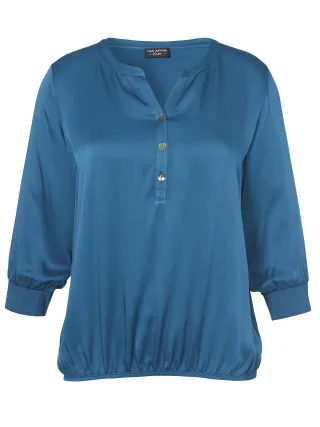 VIA APPIA DUE - Bluse V-Ausschnitt 3/4 Arm petrol - Gr. - 50
