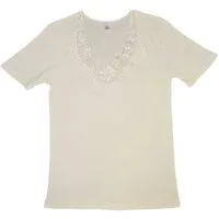 Toker Collection® Unterziehshirt Damenhemd Spencer Halbarm mit extra breiter Spitze (Packung, 1 Stück) aus reiner Baumwolle
