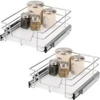 bremermann Teleskopauszug 2er Set - 45 cm mit Einlegeboden, aus Metall (Chrom)