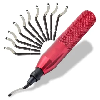 Deburring Tool with 10 BS1010 Steel Swivel Blades Ergonomic Aluminum Handle for Metal Resin PVC Copper and 3D Printed Ed