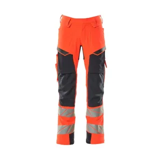 MASCOT Herren Hose mit Knietaschen ACCELERATE SAFE Hi-vis Rot / Schwarzblau 48 - 19079-511-22210-90C48