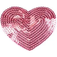 maDDma Aufnäher 1 Pailletten Aufbügler, Aufnäher Herz 55x60mm, freie Farbwahl, Polyester, Plast, Polyethylen Schicht, rosa