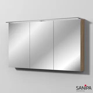 Sanipa Reflection Spiegelschrank MALTE 130 mit LED-Aufsatzleuchte, Eiche-Kansas SD15759