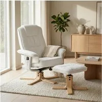 IDIMEX Relaxsessel CHARLY, Fernsehsessel mit Hocker, TV-Sessel neigungsverstellbar weiß