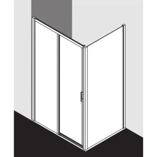 Kermi Liga Gleittür 2-tlg. bodenfrei mit Festfeld LID2L115201AK 111-116x200cm, silber mattglanz, ESG klar, links, auf Duschwanne
