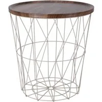 Meinposten Beistelltisch Beistelltisch warmes grau Nussbaum Rund Couchtisch 37x40, Abnehmbarer Deckel