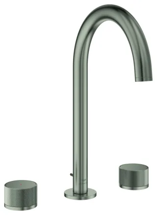 GROHE 3-Loch-Waschtisch-Batterie Atrio Private C. 20595 Knopfbetätigung satin steel, 20595MS0 20595MS0