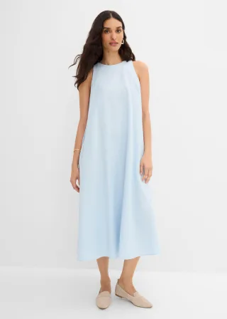 bonprix Ausgestelltes Midikleid aus Viskose-Mix, blau, Gr.40, Midikleid in lockerer Passform mit einem teilelastischen Ausschnitt sowie Seitennahttaschen, aus Viskose
