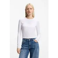 HUGO Langarmshirt Daliriee cropped, Rundhals, mit Strassbesatz