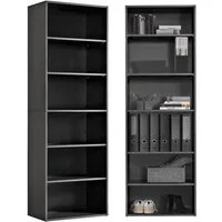 mokebo Bücherregal Der Bücherwurm, 60x180x34,5 cm, in Anrhazith Schwarz, Aktenregal, Standregal, Holzregal fürs Wohnzimmer, Kinderzimmer, Büro