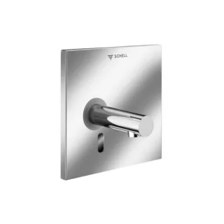 Schell Linus Fertigmontageset 019380699 Frontplatte Messing, mit 170 mm Auslauf, Infrarot-Sensor-Elektronik, Kaltwasser, Batteriebetrieb