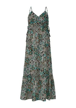 s.Oliver Red Label - Maxikleid aus Baumwolle cyan/schwarz - Gr. - 36