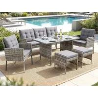 Swing&Harmonie Gartenlounge-Set Rattan Sitzgruppe für 7 Personen Polyrattan, (Set, Esstisch Lounge Sitzgarnitur Essgruppe)