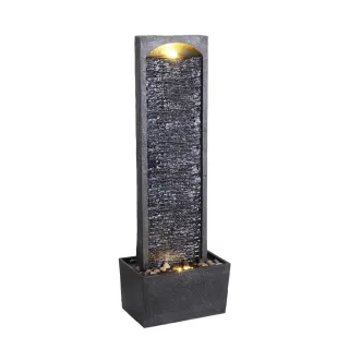Teamson Home Gartenbrunnen, Schwarz, Kunststoff, Stein Optik, 22x98x34 cm, Gartenzubehör, Gartendeko