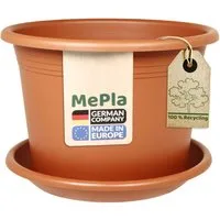 Heimwerkercenter Blumentopf MePla Blumentopf Cylindro ø18cm, Untersetzer ø17cm Terra, Kunstoff