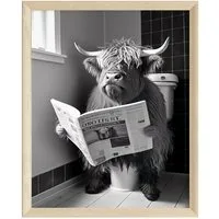 JUSTGOODMOOD Poster Premium ® Kuh Toilette Zeitung Poster · Lustig WC · ohne Rahmen, (1 St)