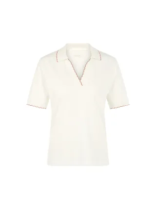 Marc Cain Collections - Poloshirt mit V-Ausschnitt off-white - Gr. - 34