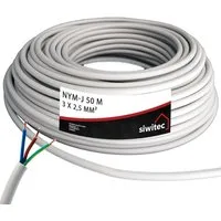 siwitec Kabel, J 3 x 2,5 mm2, 50 m Kabelring, Installationskabel, Mantelleitun Stromkabel, (5000 cm)