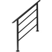 LALAHO Treppengeländer Handlauf Geländer für Treppen Brüstung Balkon, 143 cm Länge, 135 cm Höhe, mit 2 Pfosten, 1–4 Stufen, 3 Querstreben