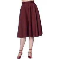 Banned A-Linien-Rock Di Di Plain Burgunder Retro Vintage Swing Skirt