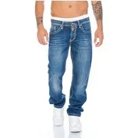 Cipo & Baxx Regular-fit-Jeans Herren Jeans mit modischen Nähten Stylische Kontrastnähte und kleine Abriebstellen in der Waschung