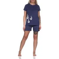 Normann Pyjama Normann Damen kurzarm Schlafanzug Shorty in Tupfen Punkte Optik