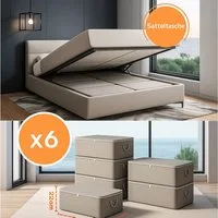 Jungengel Aufbewahrungstasche XL 6'er Set Bettkasten Aufbewahrung Unterbettbox Bettkasten Organizer (6-tlg., 63 Liter pro Aufbewahrungskasten, Gesamt ca. 380 Liter), 380 Liter Gesamtfassungsvolumen, Grau, Universell nutzbar
