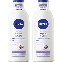Nivea Körperlotion Repair & Care Body Lotion Parfümfrei 2 x 400ml, 2-tlg., Komplex aus 10% Glycerin, Provitamin B5 und Vitamin E
