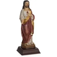 Moritz Dekofigur Jesus Christus Figur 13,5 cm – Heiligenstatue mit Herz – Christliche, Polyresin Figuren Deko Geschenk Geometrische TierFigur Modern Skulptur