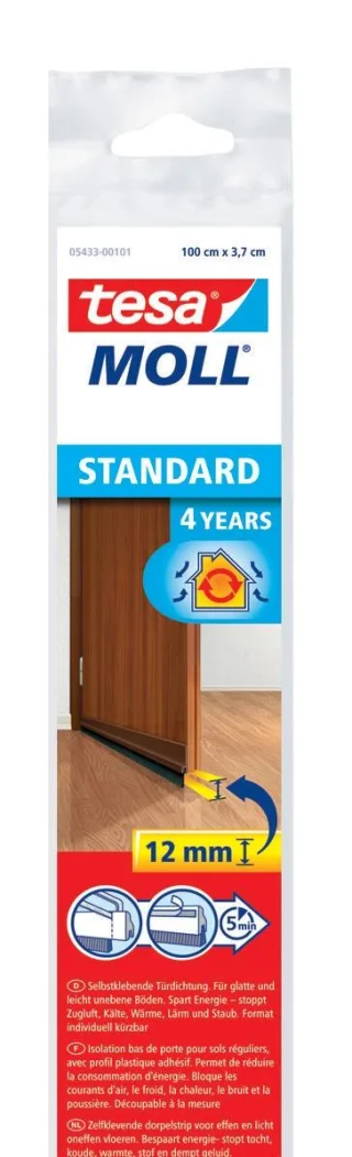 TESA tesamoll STANDARD Türdichtschiene für glatte Böden, 37 mm x 1 m, braun