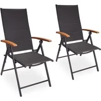 BRUBAKER Gartenstuhl Verona Klappstuhl - Faltstuhl klappbar 7-Fach verstellbare Rückenlehne (Set, 2 St), Wetterfester Garten Stuhl - Anthrazit