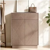 UEV Sideboard Küchenschrank mit 2 Türen & Schublade, 70x36,5x94cm grifflose Kommode (Flurschrank, Kaffeebar Möbel, Kleine Kommode), Verstellbarer Ablage & Push-to-Open, Schrank für Wohnzimmer Flur Küche