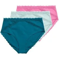 Ulla Popken Slip Midislips 3er-Pack Spitzenband