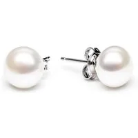 Gaura Pearls Paar Ohrstecker Perlenohrstecker weiß 7.5-8 mm, Button, echte Süßwasserzuchtperle, 925 Silber rhodiniert