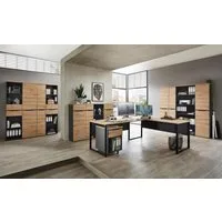 Innostyle Büromöbel-Set Komplettbüro MEMPHIS III 11-teilig Front Artisan Eiche Korpus Graphit, (Komplett-Set, 11-tlg., 5x Schrank, 4x Regal, 1x Schreibtisch, 1x Rollcontainer)
