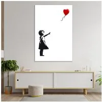 Leinwando Gemälde Leinwand Banksy Mädchen mit Herz hochkant light Streetart Gemälde
