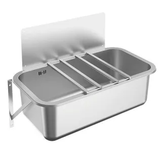 KWC Aquarotter Mehrzweckbecken, SIRIUS, Edelstahl, 800x260x450 mm, Klapprost und Spritzwand, 2000103 2000103648