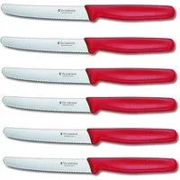Victorinox Tafelmesser Victorinox Tafelmesser Set mit Wellenschliff, 6 Stück, Rot Standardgriff, ideal für den täglichen Gebrauch