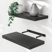 Casaria Wandboard, Schwarz Hängeregal mit Halterung 15kg Tragkraft Küche Matt 50cm