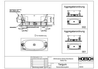 Hoesch Monolith Einbau Whirlwanne iSensi Rechteck 1600x750 mit System Tergum 3820N.010305001