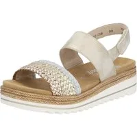 Remonte Keilsandalette, Sommerschuh, Sandale, Keilabsatz, mit Flechtbandage im Metalliclook